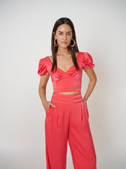 BLUSA PUFF SLEEVES CORAL